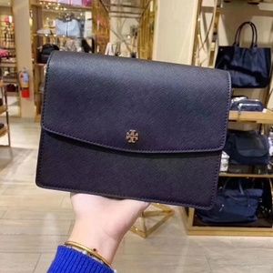 Tory Burch Emerson Envelope Shoulder Bag Black Lth